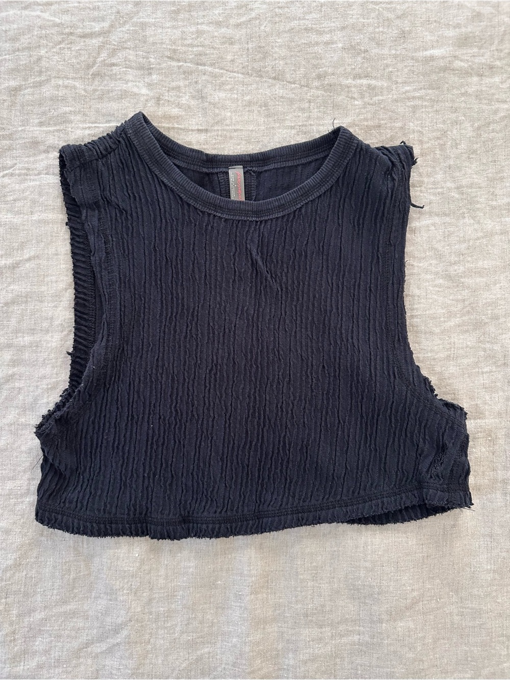 Free People Black Ribbed Cropped Tank Top